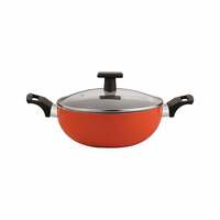 Neelam Non-Stick Kadai with Glass Lid,(5 Layer Coated) 3mm Thickness - Induction Friendly, Orange (26 cm (3.7 litres)