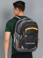 Provogue Unisex Black & Grey Colourblocked Backpack with Reflective Strip