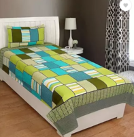 Flipkart SmartBuy 144 TC Microfiber Single Geometric Flat Bedsheet  (Pack of 1, Green)