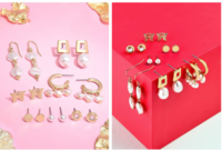 (Set Of 7)   AMI Gold-Plated Contemporary Studs Earrings