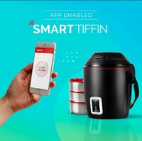 Milton Smart Electric App Enabled Tiffin, Set of 3, 300 milliliter Each, Black | Compatible with Alexa and Google Voice Assistants