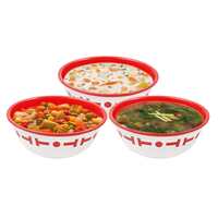 (Set of 3) SIMPARTE Round Printed Small Plastic Bowls Perfect for Desserts | Cereals | Pudding | Chutneys | BPA Free | Dishwasher Safe | 220 ml, Set of 3, Red