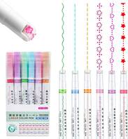 Bitnex Curve Highlighter Pen Set, 6Pcs Flownwing Flair Pens with 6 Different Curve Shape Fine Tips,Curve Highlighter Pen For Adults & Kids Books Writing Drawing Scrapbook 