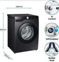 Samsung 8 Kg 5 Star AI Control & Wi-Fi, Fully-Automatic Front Loading Washing Machine (WW80T504DAB1TL, Black Caviar, Digital Inverter)