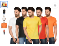 (Pack of 5) Men Solid Round Neck Multicolor T-Shirt