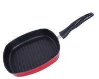Nirlon Non Stick Aluminium Square Grill Pan 22.5cm Gas Stove Compatible