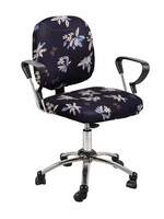 Cortina Computer Desk Seat Covers | Stretchable Elastic Polyester Spandex Cover | Removable Revolving Chair Protector | Office Chair Polyester Covers | Floral Print – Black 1 | Chair Cover Set of 1