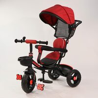 Luusa GT-500 Tricycle with Canopy / Plug N Play Kids / Baby Tricycle with Parental Control , Cushion seat and Safety Guard Rail for Boys / Girls / . Carrying Capacity Upto 30kgs ( Red )