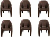 ARLAVYA Mario Model Sofa Arm Chair (Brown, Set of 6, Pre-assembled)