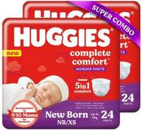 Huggies Wonder Pants with 5 in 1 Complete Comfort, New Born , Combo Pack of 2 - XS  (48 Pieces)