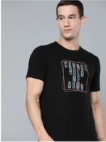 HRX By Hrithik Roshan Lifestyle Men Jet Black Bio-Wash Brand Carrier T-shirt