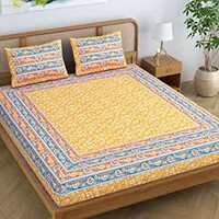 Colorish Cotton Blend Mist Floral Printed Jaipuri Bedsheet