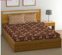 @home Nilkamal Beige Polyester Double Bed Sheet with 2 Pillow Covers