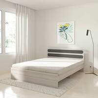 Amazon Brand - Solimo Sopor Engineered Wood Queen Bed without storage (Chequered Light finish)