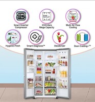 LG 694 L Frost Free Smart Inverter Side-by-Side Refrigerator (GC-B257SLUV, Platinum Silver III | DoorCooling+, Hygiene Fresh+, Express Freeze)