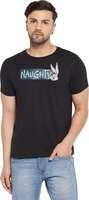 Looney Tunes by Wear Your Mind Typography Men Round Neck Black T-Shirt (M size)