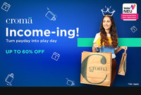 Croma Income-ing Pay Days Sale Upto 60% Off + 7.5% Off Upto Rs.1500 Cashback On HDFC Credit Card EMI 