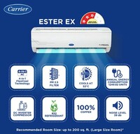 Carrier 2 Ton 3 Star AI Flexicool Inverter Split AC (Copper, Convertible 4-in-1 Cooling,Dual Filtration with HD & PM 2.5 Filter, Auto Cleanser, 2023 Model,ESTER Exi - CAI24ES3R32F0,White)