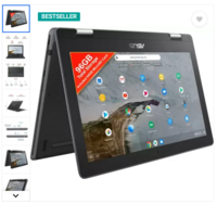ASUS Chromebook Flip Touch Celeron Dual Core - (4 GB/32 GB EMMC Storage/Chrome OS) C214MA-BU0704 Chromebook  (11.6 inch, Dark Grey, 1.20 Kg)