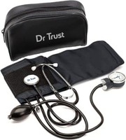 Dr. Trust (USA) Clock Dial Type Aneroid Palm Manual Professional Sphygmomanometer with Stethoscope & Pressure Gauge Blood Pressure Machine (Adult Cuff & Carry Case Included) Bp Monitor  (Black)