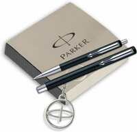 PARKER Vector Standard Roller Ball pen + Ball pen Black body + Parker Key Chain Pen Gift Set