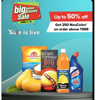 Bigbasket/ TataNeu: Rs.200 cashback on 1999 orders
