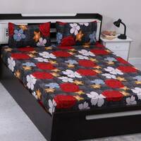 Flipkart SmartBuy 140 TC Microfiber Double Floral Flat Bedsheet  (Pack of 1, Multicolor)