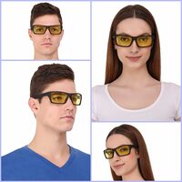 EFERMONE Wrap Around Unisex Night Driving HD Vision Anti Glare 100% UV Protected Goggles Sunglasses For Riding Driving Travelling Sports and Outdoors with Lens Cleaner