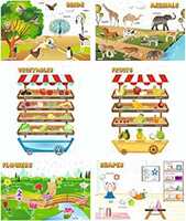 Vantagekart Birds, Animals, Vegetables, Fruits, Flowers, Shapes Educational Wall Posters/charts for Preschool kids, Learning Toy For Toddler- (Paper, 12x18-inch, Multi) - Set of 6 @ 209/-