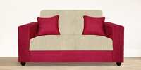 55% Off on Fiona Fabric 2 Seater Sofa in Cream & Maroon Colour, By ARRA