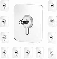 (Pack of 10) - Jialto Stainless Steel, PVC, ABS Nail Free Seamless Adhesive Non-Trace No Drilling Installation Hanging, Waterproof Screws Wall Hook (Transparent)