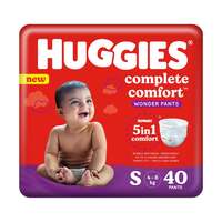 Huggies Complete Comfort Wonder Pants Small (S) Size Baby Diaper Pants, 40 count, with 5 in 1 Comfort