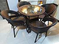 Out Door Golden Four Seater Garden Patio Set 1+4 (4 Chairs and Table with Glass Set)