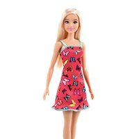Barbie Doll (11.5 inches) with Colorful Butterfly Logo Print Red Dress & Strappy Heels