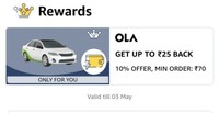 Amazon Ola Offer Get 10% upto 25 min order 70
