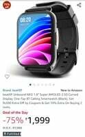 beatXP Unbound NEO 1.8" Super AMOLED 2.5D Curved Display, One-Tap BT Calling Smartwatch (Black),