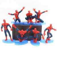 Spiderman Cake Decorations, with 3.5'' Height Action Figure for Party Supplies  (Multicolor) [Pack Of 7]