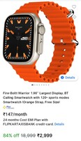 Fire-Boltt Warrior 1.96'' Largest Display, BT Calling Smartwatch with 120+ sports modes Smartwatch on Flipkart