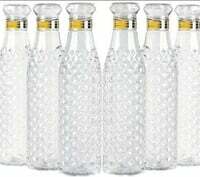 Crystal Clear Water Bottle for Fridge, Unbreakable 1000 ml Bottle (Set of 6 bottles)