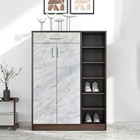 Nilkamal Cresta Engineered Wood Shoe Cabinet (Finish: Ash Wenge/Marble Beige)