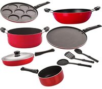 Nirlon Non Stick Kitchen Accessories for Cooking Combo Set with Spoons -9 pcs [26_FP12_KD12_SPB_UP_Cass20_ST11_3SPN]