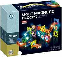 HAPPY HUES® Light Magnetic Tiles Building Blocks for Kids (49 Pc) | 3D Clear STEM Educational Toys|
