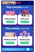 Amazon Fz game starting from today (get your fz run by playing daily jackpot, quiz, weekly jackpot, quiz)