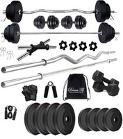 DreamFit 30 kg Home gym with 3ft Staight , 3ft Curl Rod , pair of 2 kg pvc Hex Dumbbells Home Gym Kit