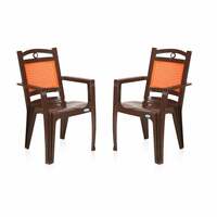 Nilkamal Set of 2 CHR2197 Plastic Chair, Brown and King Orange