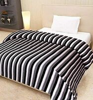 RICHLINEN Polar Fleece S/B Blanket Black:Grey&White Warm Soft & Comfortable for Winter/AC Room Multipurpose Blanket (Single Bed/l*b 90 * 60 Inch)