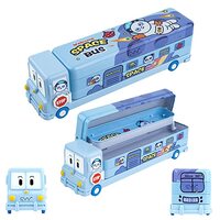 FUNVERSE Space School Bus Shaped Pencil Box for Kids with Wheels and Sharpener Metal - (Space Design) Multicolor