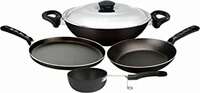 Nirlep Aspa Happiness Cookware Set 5 pcs,1 Fry Pan,1 Tawa,1 Kadhai with 1 Stainless Steel Lid,1 Tadka Pan