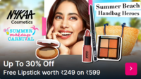 Nykaa Summer Make-up Carnival- Up to 30% Off + Get Free Lipstick Worth Rs.249 on Orders Above Rs.599
