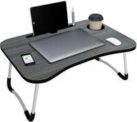 MITHILA Multipurpose Foldable Table with Cup Holder, Study , Bed ,Table, Portable Plastic Portable Laptop Table (Finish Color - BLACK, Pre Assembled)